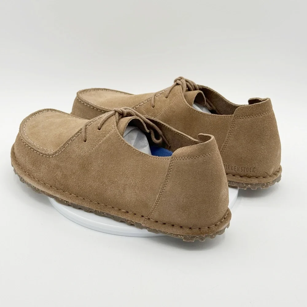 Birkenstock UTTI Lace Up Oxford Size 41 / US 8 Mens Gray Taupe Suede NEW